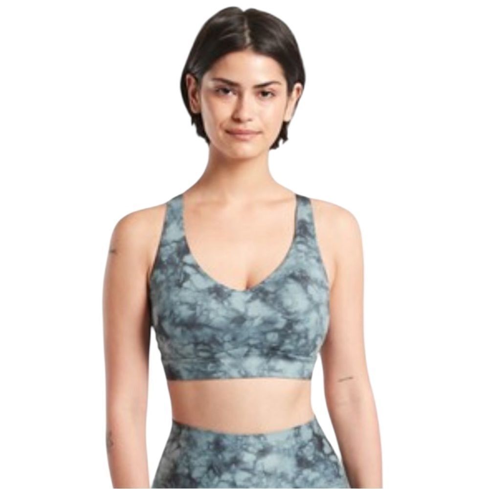 Athleta Solace Printed Bra D-DD Green Tie Dye 3X Sports Plus Size NWOT